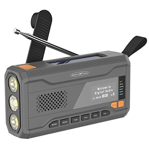 Reflexion TRA562DAB Camping Radio (16 Watt) Integrierter Akku, Powerbank-Funktion, Hochleistungs-Taschenlampe mit 3 Leuchtstärken, Schwarz von REFLEXION