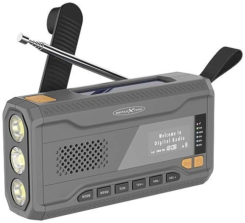 Reflexion TRA562DAB Camping Radio (16 Watt) Integrierter Akku, Powerbank-Funktion, Hochleistungs-Taschenlampe mit 3 Leuchtstärken, Schwarz von REFLEXION