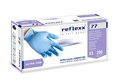 REFLEXX R77/XS puderfrei Nitril Handschuhe Gr 3.0, Größe X-Small, Hellblau (200 Stück) von REFLEXX