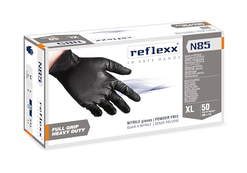 Reflexx Handschuhe aus Nitril, puderfrei, geeignet für schwere Anwendungen – DPI CAT. 3 N85B/XL von REFLEXX