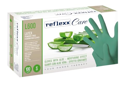 Reflexx L600/M Einweghandschuhe aus Latex mit Aloe Vera, Grün, 100 Stück von REFLEXX