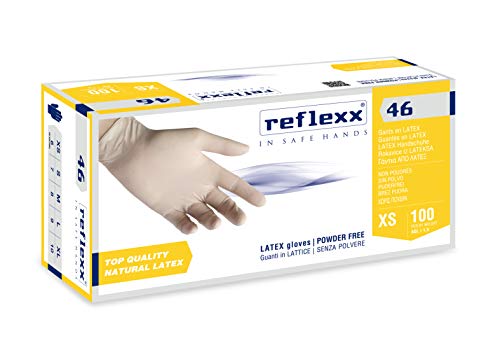 Reflexx R46 Latexhandschuhe, Puderfrei, Bernstein, Größe L (Packung mit 100 Stück) von REFLEXX