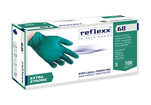 Reflexx R68/L Nitrilhandschuhe, puderfrei, gr 6,0, grün, 100 Stück, M, grün, 100 von REFLEXX