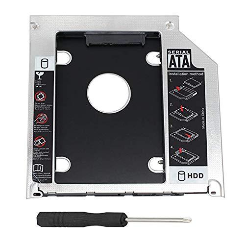 REFURBISHHOUSE Festplatten Box Fach 9.5 mm Universal SATA Zweite Festplatte HD SSD Festplatten Box Festplatten Box Fach Fuer 9.5 mm Laptop CD/DVD-ROM Laufwerk Stecker (Fuer SSD und Festplatte) von REFURBISHHOUSE