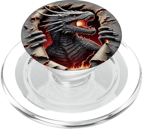 Heftiger Schwarzer Drachenstoß PopSockets PopGrip für MagSafe von REIGNWARE