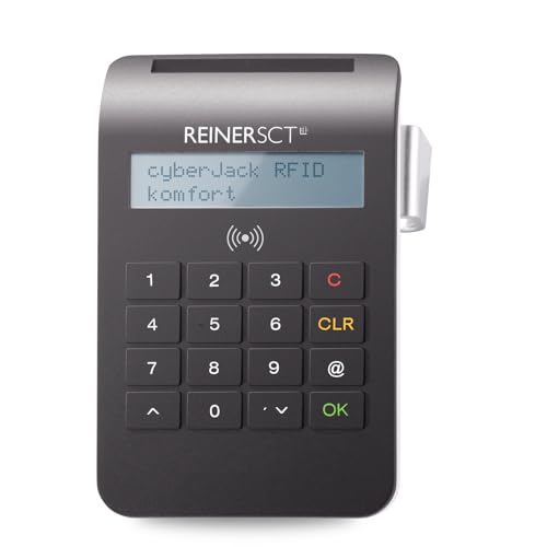 REINER SCT cyberJack RFID Chip-Kartenlesegerät komfort | Multi-Applikationsfähig für z.B. Elster; Online-Banking; Personalausweis) von REINER