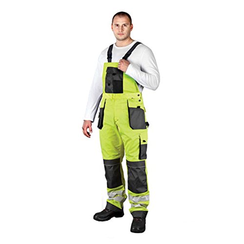 Arbeitslatzhose mit Reflektoren neongelb Warnschutzhose Warnschutzlatzhose Latzhose Warnschutz Arbeitshose Sicherheitshose 50 gelb von REIS