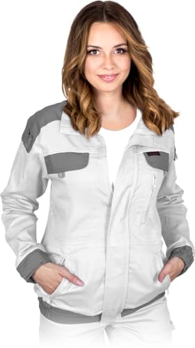 CORTON Damen-Schutz-Sweatshirt: 100% Baumwolle, 260 g/m², Reißverschluss und Klettverschluss, Reflektierend, Farbe: Weiß - grau, Größe L von REIS