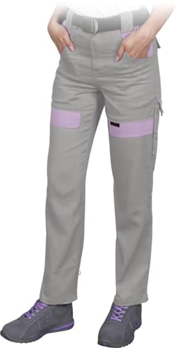 CORTON Damen-Schutzhose in Taillenlänge: 100% Baumwolle, 260 g/m², Vielseitige Taschen, Elastischer Bund, Reflektierend, Farbe: Hellgrau - Heidekraut, Größe 34 von REIS