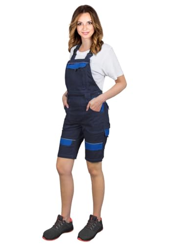 CORTON Damen-Schutzlatzhosen mit Kurzen Beinen: 100% Baumwolle, 260 g/m², Vielseitige Taschen, Anpassbare Passform, Farbe: Marineblau-blau, Größe 40 von REIS