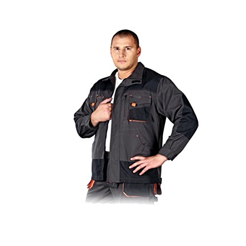 Leber & Hollman Herren Schutzjacke LH-FMN-J, 65% Baumwolle, 35% Polyester, 270 g/m2, Hochkragen, Reißverschluss und Klettverschlüsse, verlängerte Rückenpartie, Lüftung von REIS