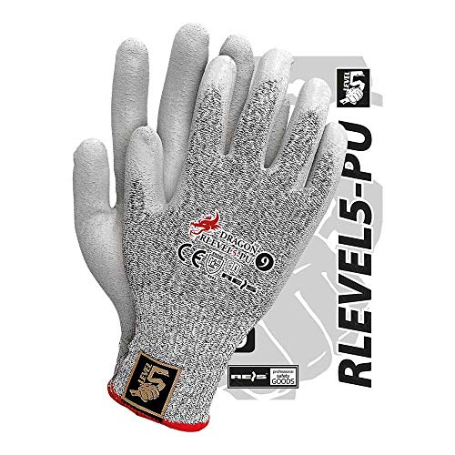Reis RLEVEL5-PU_9 Dragon Schutzhandschuhe, Schwarz-Weiß-Grau, 9 Größe, 12 Stück Reis RLEVEL5-PU_9 Dragon Schutzhandschuhe, Schwarz-Weiß-Grau, 9 Größe, 12 Stück von REIS