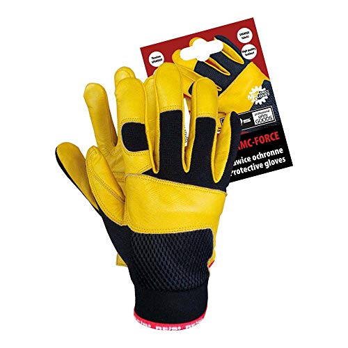 Reis RMC-FORCE10 Mechanics Gloves Schutzhandschuhe, Schwarz-Gelb, 10 Größe, 12 Stück von REIS