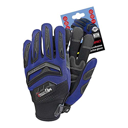Reis RMC-IMPACT_NBM Mechanics Gloves Schutzhandschuhe, Blau-Schwarz, M Größe, 12 Stück von REIS
