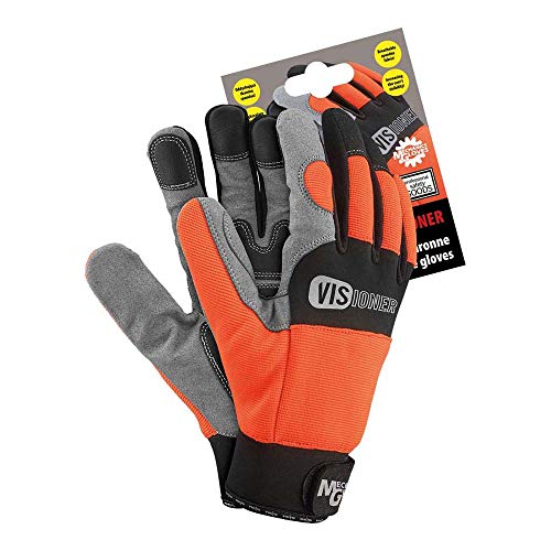 Reis RMC-VISIONER_XXL Mechanics Gloves Schutzhandschuhe, Orange-Schwarz-Grau, XXL Größe, 1 Stück von REIS