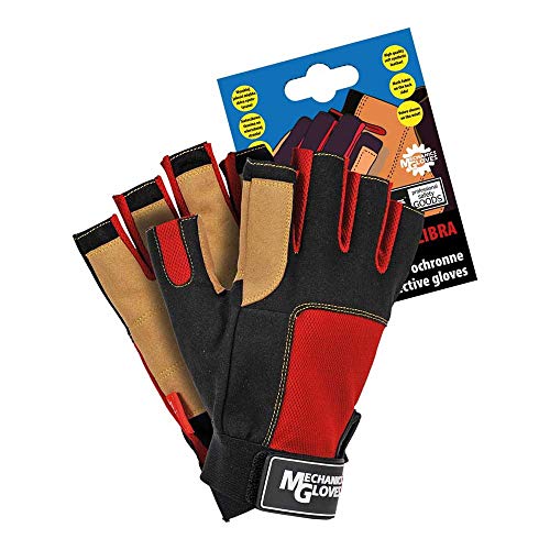 Reis Rmc-Libra_Xl Mechanics Gloves Schutzhandschuhe, Schwarz-Rot-Gelb, XL Größe, 12 Stück von REIS