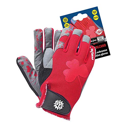 Reis Rvolcano8 Mechanics Gloves Schutzhandschuhe, Rot-Grau-Schwarz, 8 Größe, 12 Stück von REIS