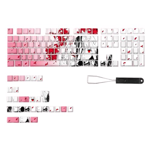 REITINGE 136PCS Tastenkappen Mit Durchscheinender Anime Mädchen Motiv Seitengravur Hintergrundbeleuchtung Tastenkappe Für Mechanische Tastatur Komfortables Tippen von REITINGE