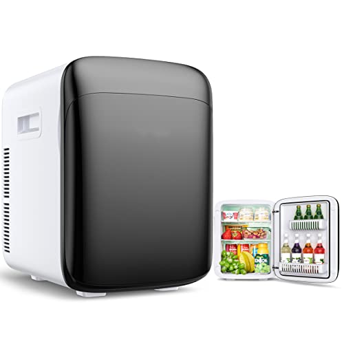 RELAX4LIFE 15L Mini Kühlschrank, elektrischer Kühlschrank mit Kühl- & Heizfunktion, Minibar einstellbare Temperatur -3 °C-50 °C, Getränkekühler tragbar für Auto & Zuhause, 33 x 27 x 38 cm (Schwarz) von RELAX4LIFE
