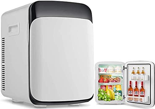 RELAX4LIFE 15L Mini Kühlschrank, elektrischer Kühlschrank mit Kühl- & Heizfunktion, Minibar einstellbare Temperatur -3 °C-50 °C, Getränkekühler tragbar für Auto & Zuhause, 33 x 27 x 38 cm (Weiß) von RELAX4LIFE
