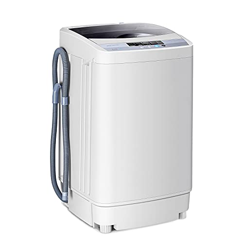 RELAX4LIFE 4,5 kg Vollautomatische Waschmaschine, Waschvollautomat mit Pumpe & Schleuder, Toplader Miniwaschmaschine mit LED-Display & 10 Programmauswahl, 310W/240W, 50 x 50 x 85 cm, Grau von RELAX4LIFE