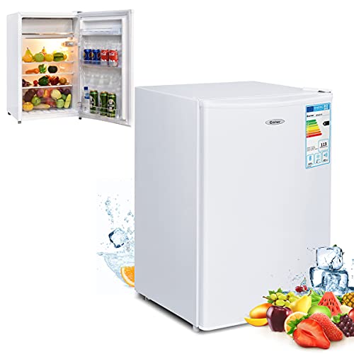 RELAX4LIFE Minikühlschrank 123 L, Kühlschrank mit Gefrierfach, Kühl-Gefrier-Kombination mit wechselbarem Türanschlag & höhenverstellbaren Füßen, Standkühlschrank mit Temperaturregelung (weiß) von RELAX4LIFE