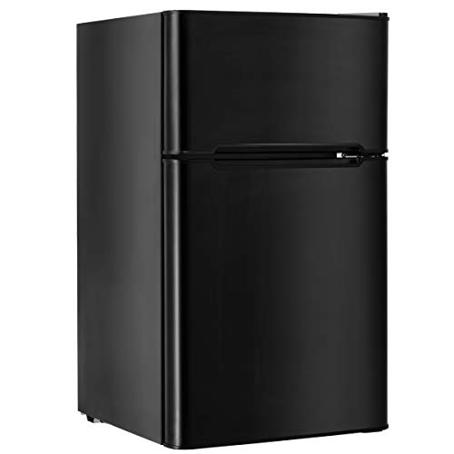 RELAX4LIFE Minikühlschrank 90L, Kühlschrank mit 27L Gefrierfach, Gefrierschrank mit Temperaturregelung, Kühl-Gefrier-Kombination mit Türablage & Höhenverstellbaren Füßen (Black) von RELAX4LIFE