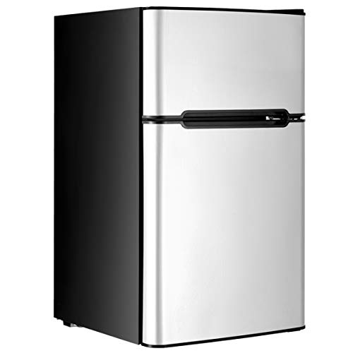 RELAX4LIFE Minikühlschrank 90L, Kühlschrank mit 27L Gefrierfach, Gefrierschrank mit Temperaturregelung, Kühl-Gefrier-Kombination mit Türablage & Höhenverstellbaren Füßen (Grau) von RELAX4LIFE