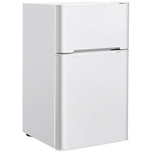 RELAX4LIFE Minikühlschrank 90L, Kühlschrank mit 27L Gefrierfach, Gefrierschrank mit Temperaturregelung, Kühl-Gefrier-Kombination mit Türablage & Höhenverstellbaren Füßen (Weiß) von RELAX4LIFE