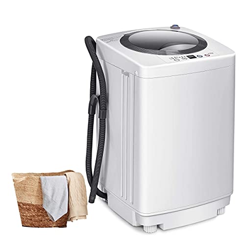 RELAX4LIFE Vollautomatische Waschmaschine 3,5 kg, Waschvollautomat mit Pump & Display, Toplader Miniwaschmaschine mit Schleuder & 6 Wasche-Modelle, 240W, für Camping & Wohnmobil, 43 x 43 x 75cm, Weiß von RELAX4LIFE