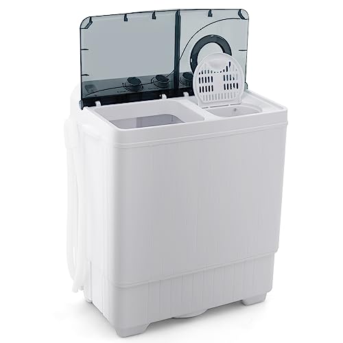 RELAX4LIFE Waschmaschine mit 2 Kammern, Waschautomat mit Schleuder & Doppelmotor & Ablaufpumpe & Timer, 6,5Kg Waschkapazität & 2Kg Schleuderkapazität, Toploader Waschmaschine für Zuhause (Schwarz) von RELAX4LIFE
