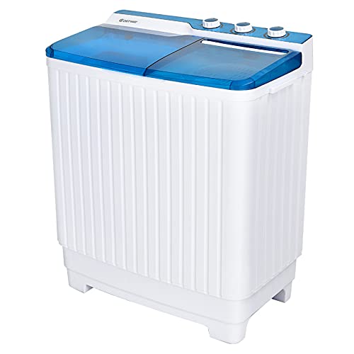 RELAX4LIFE Waschmaschine mit Schleuder, Waschautomat mit 2 Kammern & 3 Modi & Timer, 7,5 Kg Waschkapazität & 3 Kg Schleuderkapazität, Toploader Waschmaschine für Zuhause (Blau) von RELAX4LIFE
