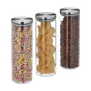 relaxdays Vorratsdosen 28,0 cm hoch transparent 1,8 l, 3 St. relaxdays Vorratsdosen 28,0 cm hoch transparent 1,8 l, 3 St. von RELAXDAYS