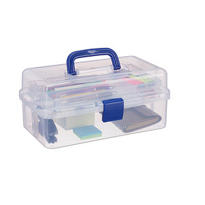 relaxdays Aufbewahrungsbox transparent, blau 33,0 x 39,0 x 17,0 cm von RELAXDAYS
