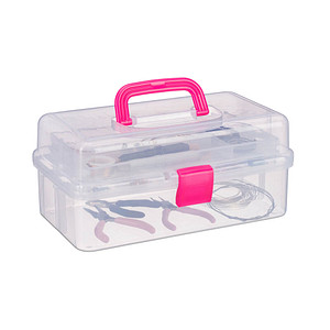 relaxdays Aufbewahrungsbox transparent, pink 33,0 x 39,0 x 17,0 cm von RELAXDAYS