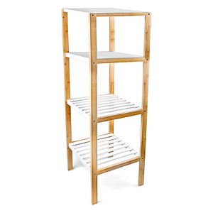 relaxdays Badregal braun/weiß 33,0 x 34,0 x 110,0 cm von RELAXDAYS