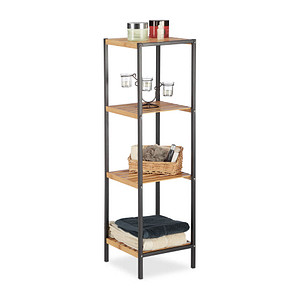 relaxdays Beistellregal braun/schwarz 30,0 x 30,0 x 104,0 cm von RELAXDAYS