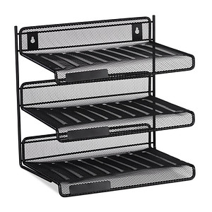 relaxdays Briefablagen-System schwarz, 3 Fächer von RELAXDAYS