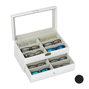 relaxdays Brillenbox weiß 33,5 x 19,5 x 15,5 cm von RELAXDAYS
