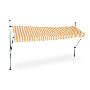 relaxdays Fallarmmarkise weiß/orange 120,0 x 400,0 cm von RELAXDAYS