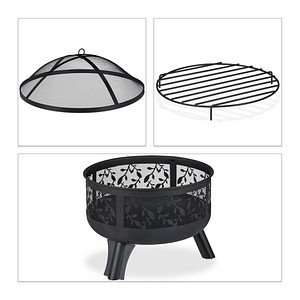 relaxdays Feuerschale schwarz 60,0 cm von RELAXDAYS