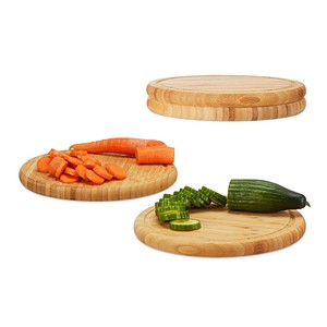 relaxdays Frühstücksbretter Natur 30,0 cm 4-tlg. von RELAXDAYS