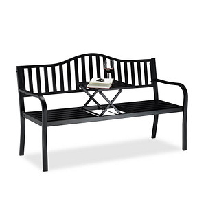 relaxdays Gartenbank 10026113_0 schwarz Metall 150,0 cm von RELAXDAYS