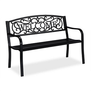 relaxdays Gartenbank 10030918_0 schwarz Metall 127,0 cm von RELAXDAYS
