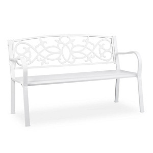 relaxdays Gartenbank 10036721_0 weiß Metall 124,5 cm von RELAXDAYS
