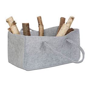 relaxdays Kaminholztasche 27,0 l grau 25,0 x 50,0 x 25,0 cm von RELAXDAYS