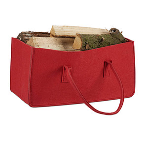 relaxdays Kaminholztasche 27,0 l rot 25,0 x 50,0 x 25,0 cm von RELAXDAYS