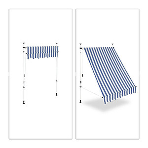 relaxdays Klemmmarkise blau/weiß 150,0 x 120,0 cm von RELAXDAYS