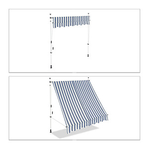 relaxdays Klemmmarkise blau/weiß 200,0 x 120,0 cm von RELAXDAYS
