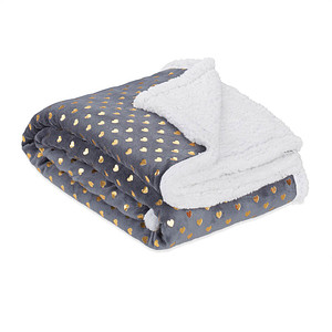relaxdays Kuscheldecke grau, weiß, goldene Herzen 150,0 x 200,0 cm relaxdays Kuscheldecke grau, weiß, goldene Herzen 150,0 x 200,0 cm von RELAXDAYS